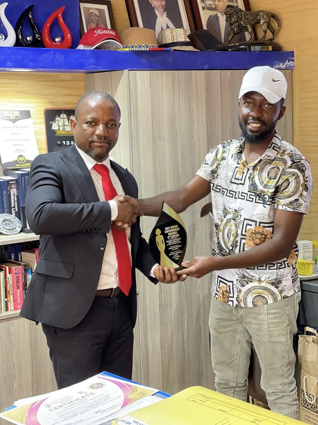 Receiving award